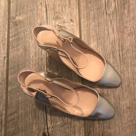 CHLOE leather slingback metallic pumps - Picture 5 of 9